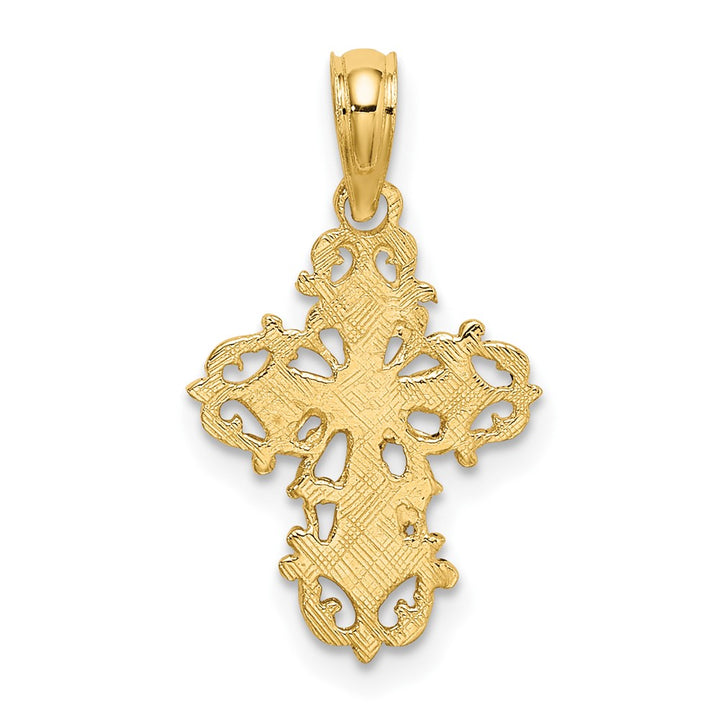 Lovely Rita's Pendants & Charms 10K Yellow Gold Solid Polished Medium Cut-Out Delicate Cross Charm