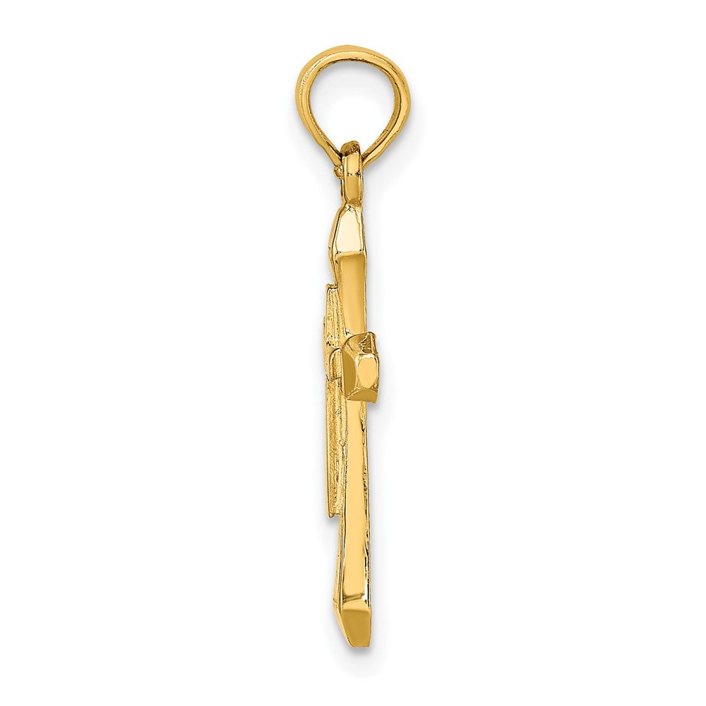 Lovely Rita's Pendants & Charms 10K Yellow Gold Solid Polished Medium Beveled Tips Cross Charm