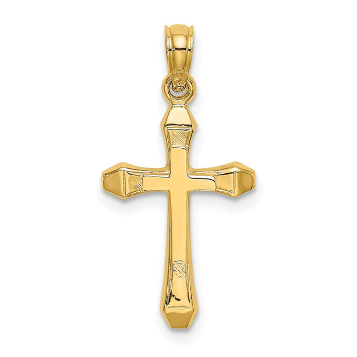 Lovely Rita's Pendants & Charms 10K Yellow Gold Solid Polished Medium Beveled Tips Cross Charm