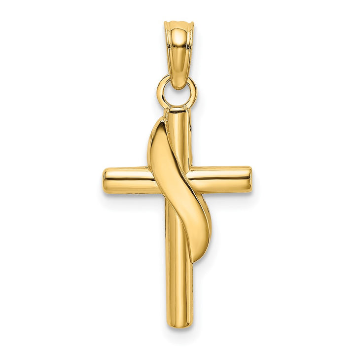 Lovely Rita's Pendants & Charms 10K Yellow Gold Polished Medium with Banner Methodist Cross Charm