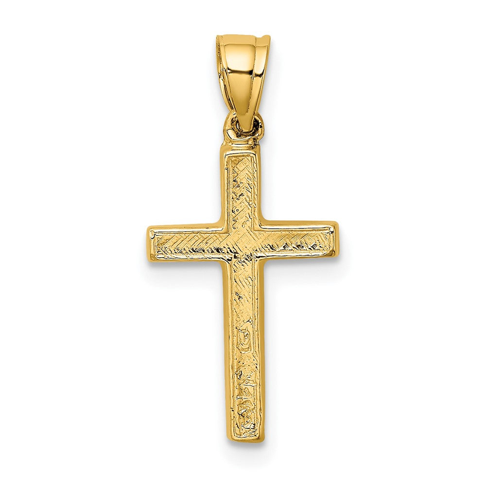 Lovely Rita's Pendants & Charms 10K Yellow Gold Polished and Textured Cross with Heart Center Charm