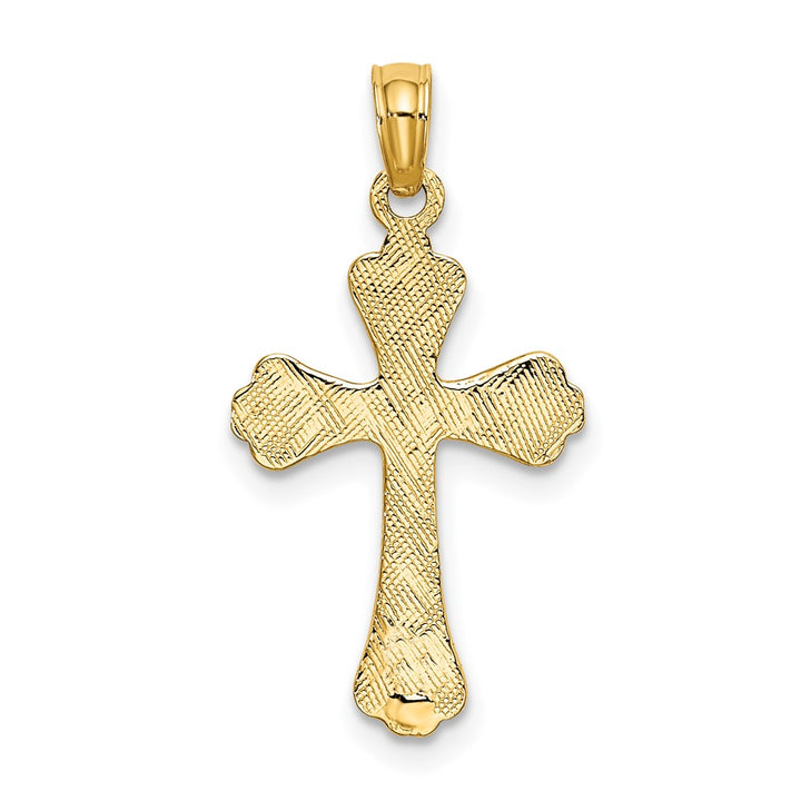 Lovely Rita's Pendants & Charms 10K Yellow Gold Solid Polished Textured Medium Cross Charm