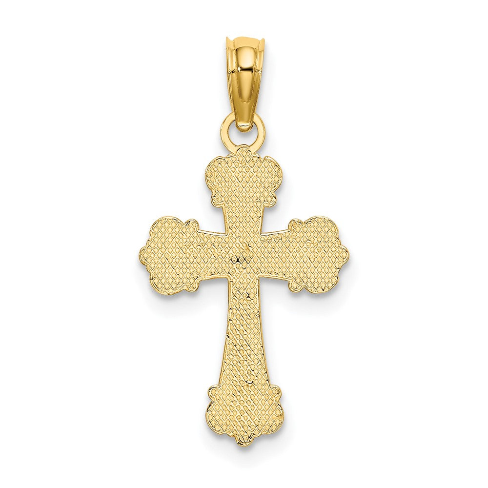 Lovely Rita's Pendants & Charms 10K Yellow Gold Medium Cross with Scroll Tips and Button Center Charm