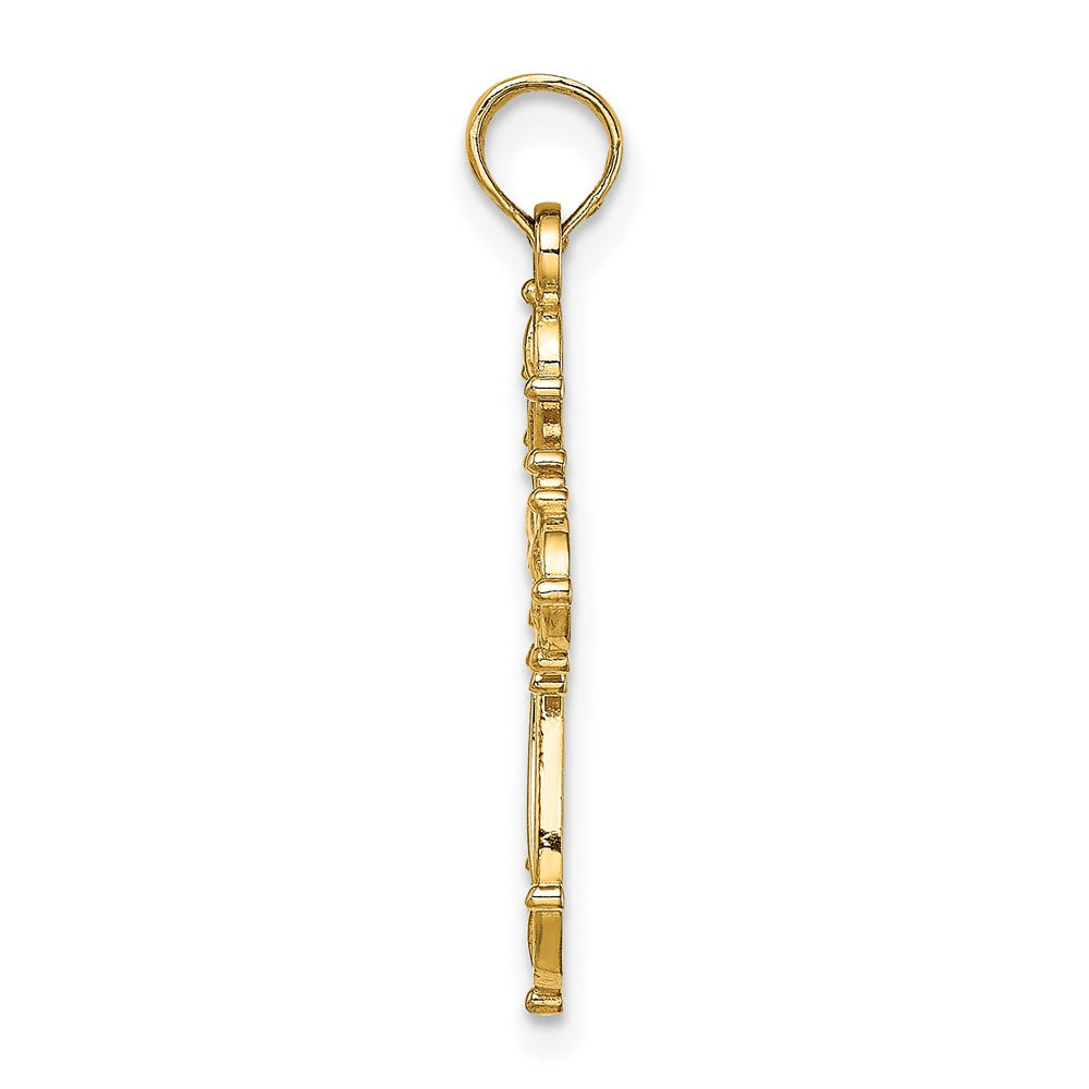 Lovely Rita's Pendants & Charms 10K Yellow Gold Solid Polished Medium Cut-Out Fancy Cross Charm