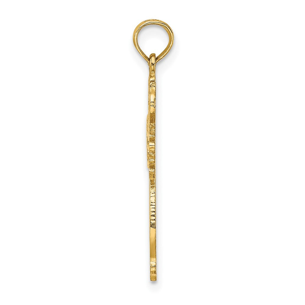 Lovely Rita's Pendants & Charms 10K Yellow Gold Solid Polished Large Cut-Out Scroll Framed Cross Charm