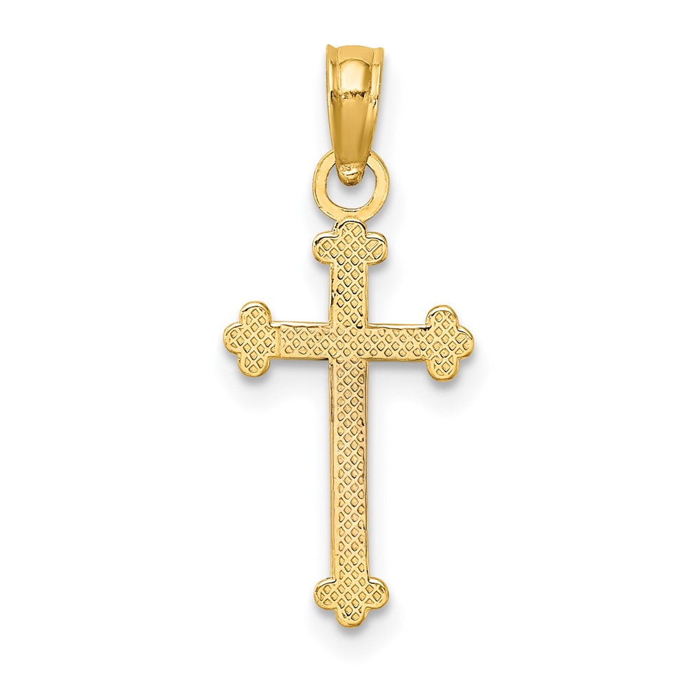 Lovely Rita's Pendants & Charms 10K Yellow Gold Solid Polished Small Beaded Budded Cross