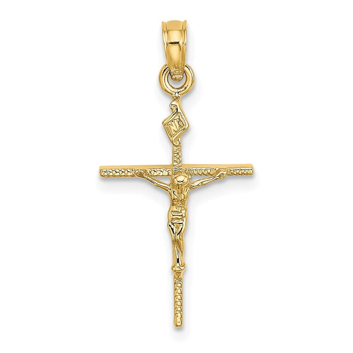 Lovely Rita's Pendants & Charms 10K Yellow Gold Solid Polished Medium INRI Latin Crucifix Charm