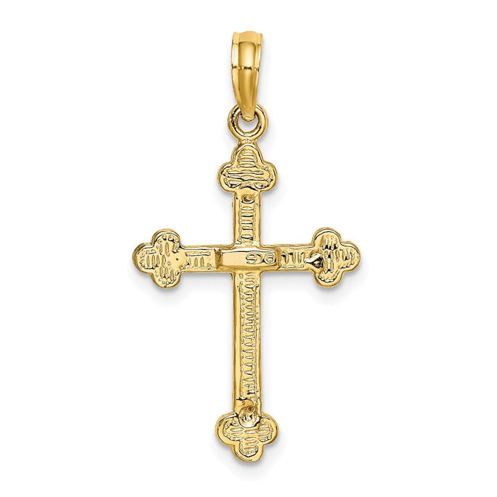 Lovely Rita's Pendants & Charms 10K Yellow Gold Solid Polished Large Narrow Budded Crucifix Charm