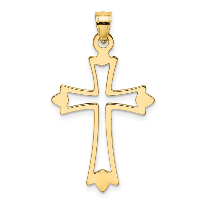 Lovely Rita's Pendants & Charms 10K Yellow Gold Solid Polished Medium Cut-Out Budded Cross Charm