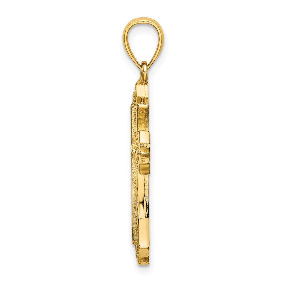 Lovely Rita's Pendants & Charms 10K Yellow Gold Solid Polished Medium Beaded Cross Charm