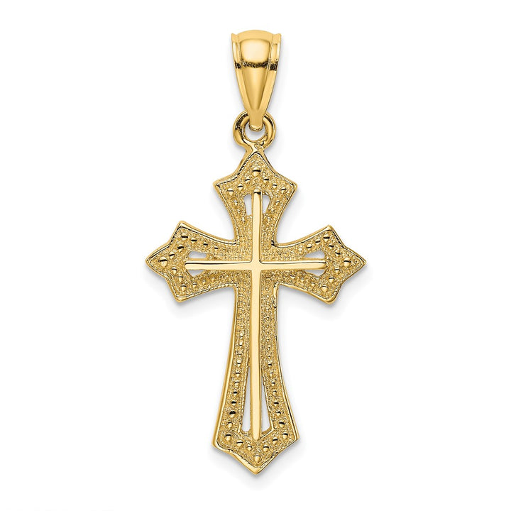 Lovely Rita's Pendants & Charms 10K Yellow Gold Solid Polished Medium Beaded Cross Charm