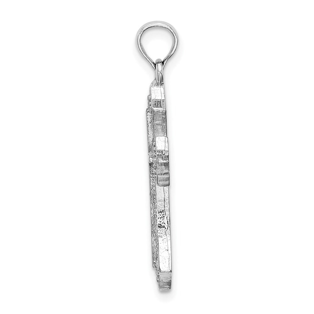 Lovely Rita's Pendants & Charms 10K White Gold Solid Polished Large Beaded Cross Charm
