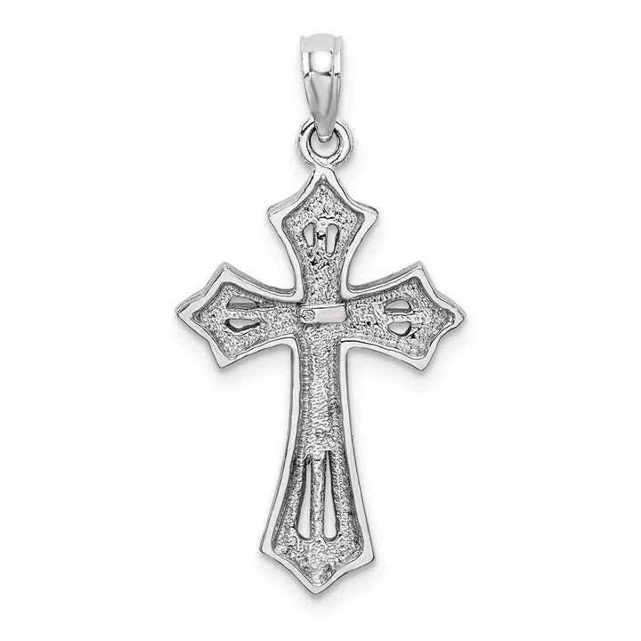 Lovely Rita's Pendants & Charms 10K White Gold Solid Polished Large Beaded Cross Charm