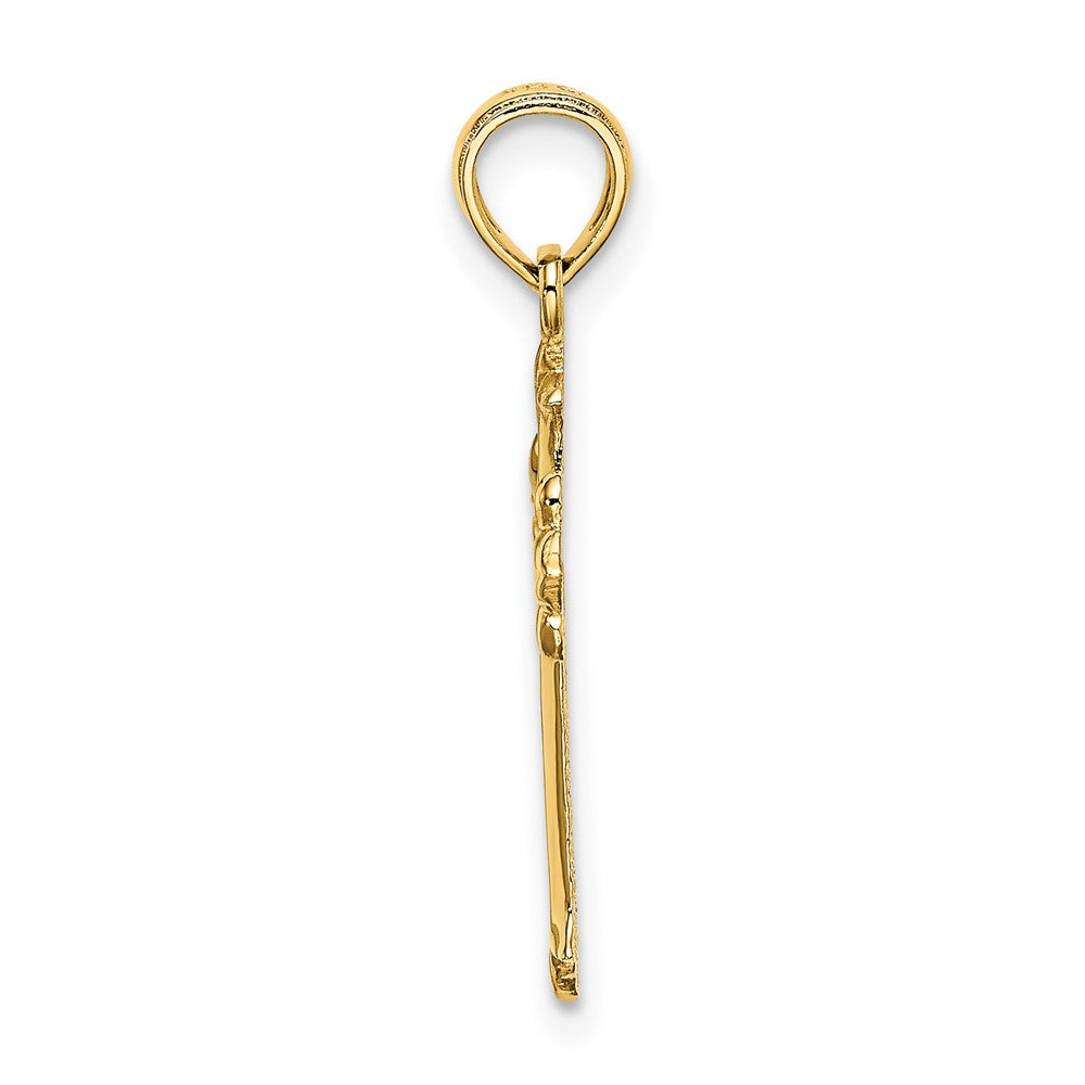 Lovely Rita's Pendants & Charms 10K Yellow Gold Solid Polished Medium Cut-Out Budded Cross Charm