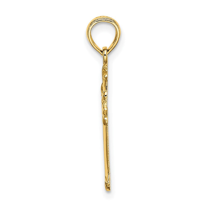 Lovely Rita's Pendants & Charms 10K Yellow Gold Solid Polished Medium Cut-Out Budded Cross Charm