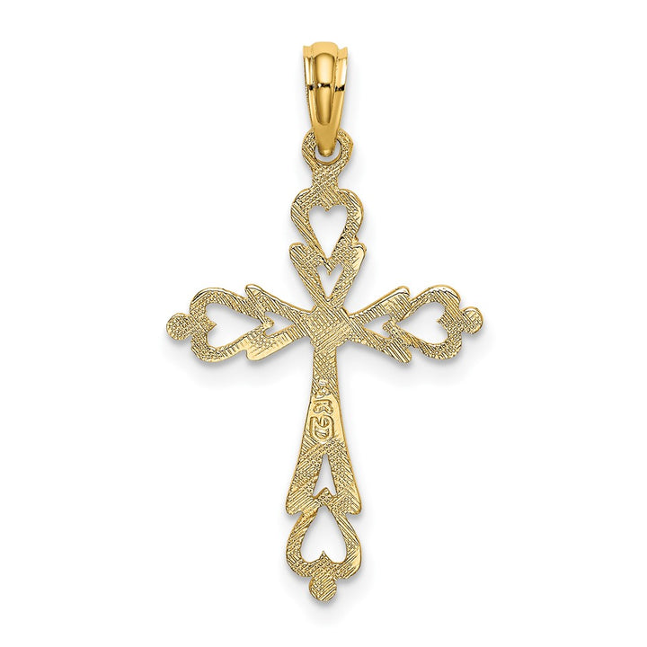 Lovely Rita's Pendants & Charms 10K Yellow Gold Polished Medium Cross Cut-Out With- Heart Ends Charm