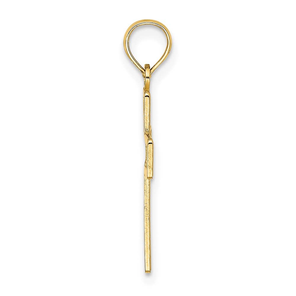 10K Yellow Gold Polished Textured Medium Filigree Center Cross Charm