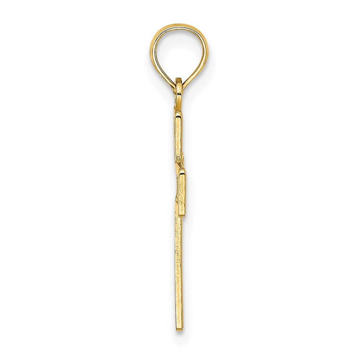 10K Yellow Gold Polished Textured Medium Filigree Center Cross Charm