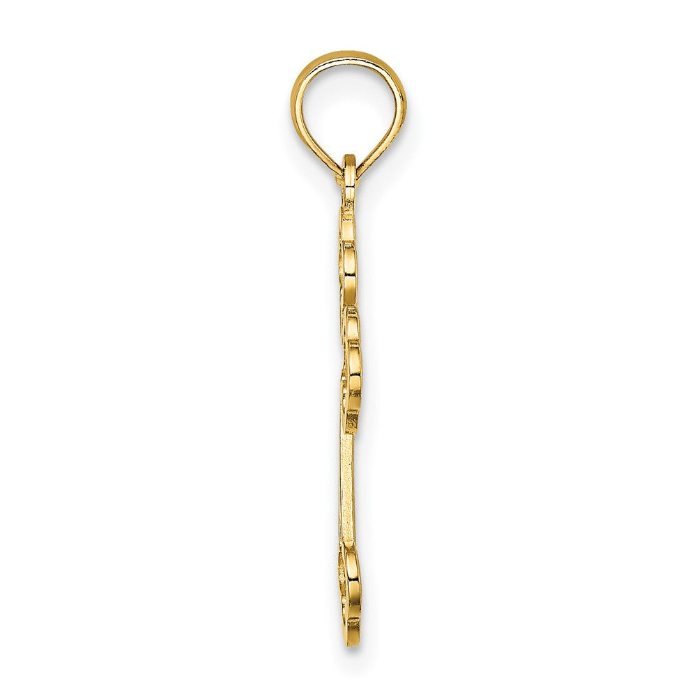 Lovely Rita's Pendants & Charms 10K Yellow Gold Solid Polished Medium Lace Center Budded Cross Charm