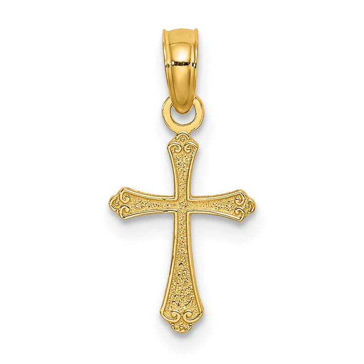 Lovely Rita's Pendants & Charms 10K Yellow Gold Solid Polished Textured Small Cross Charm