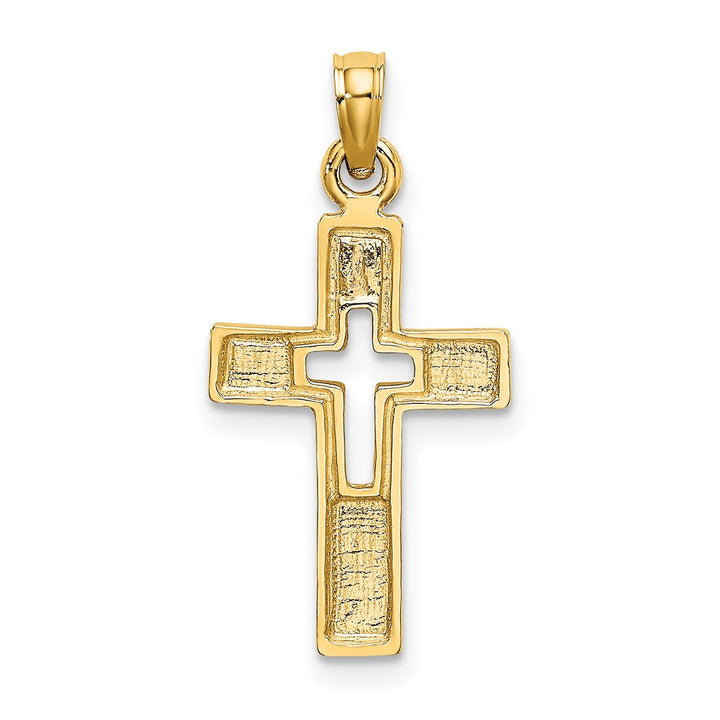 Lovely Rita's Pendants & Charms 10K Yellow Gold Solid Polished Medium Cut-Out Latin Cross Charm