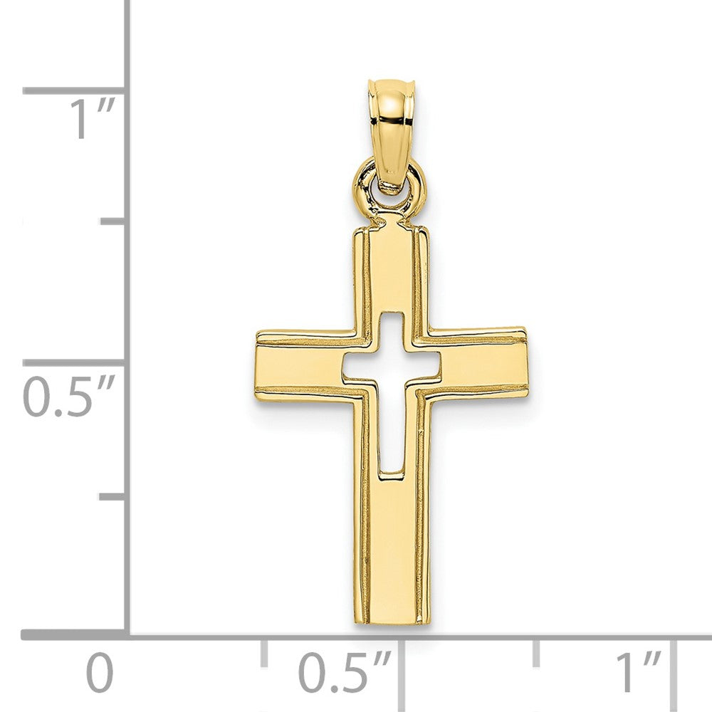 Lovely Rita's Pendants & Charms 10K Yellow Gold Solid Polished Medium Cut-Out Latin Cross Charm
