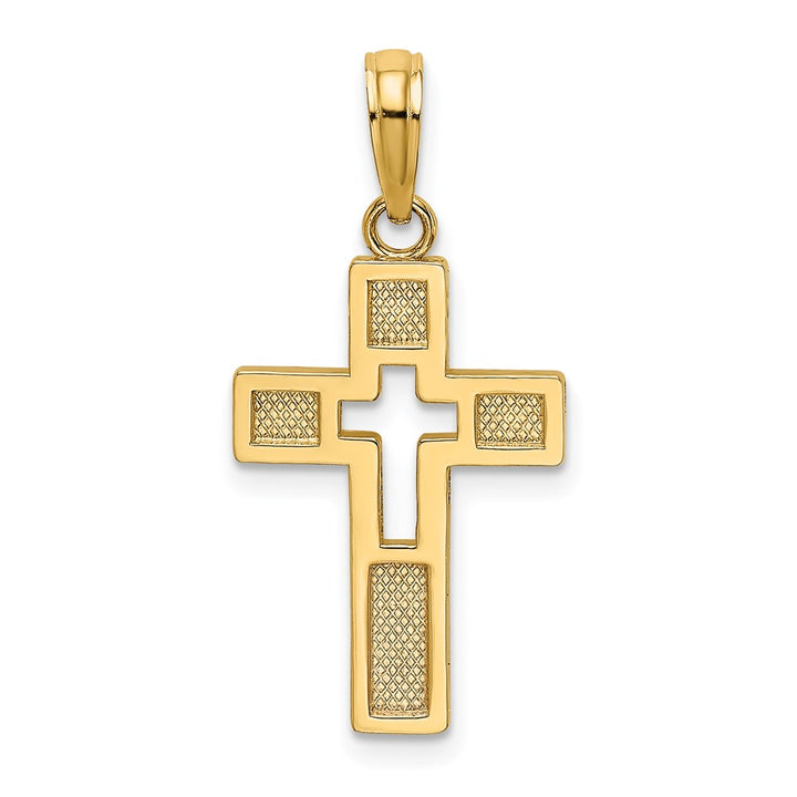 Lovely Rita's Pendants & Charms 10K Yellow Gold Solid Polished Medium Cut-Out Latin Cross Charm
