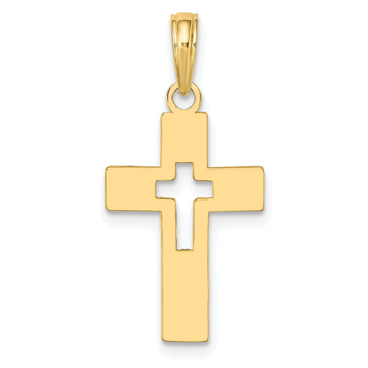 Lovely Rita's Pendants & Charms 10K Yellow Gold Solid Polished Medium Cut-Out Latin Cross Charm
