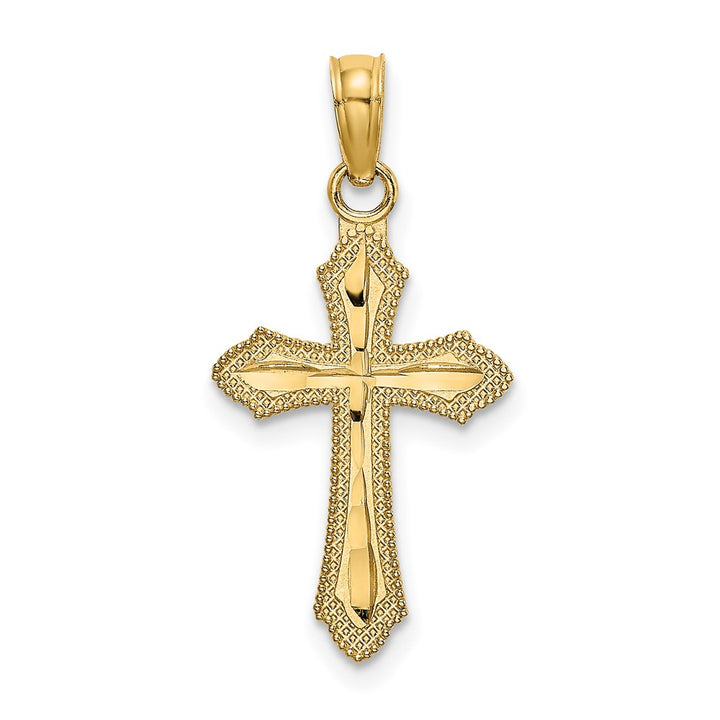 Lovely Rita's Pendants & Charms 10K Yellow Gold Polished D.C. Medium with Beaded Edge Cross Charm