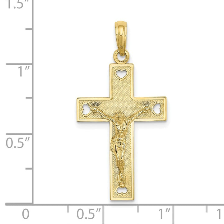 Lovely Rita's Pendants & Charms 10K Yellow Gold Large Cut-Out Heart Reversible I Love Crucifix Charm