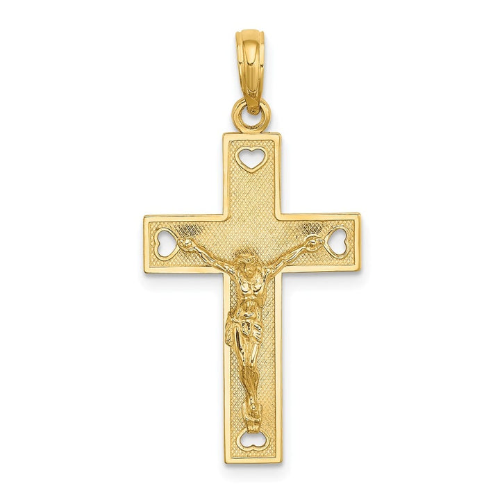 Lovely Rita's Pendants & Charms 10K Yellow Gold Large Cut-Out Heart Reversible I Love Crucifix Charm