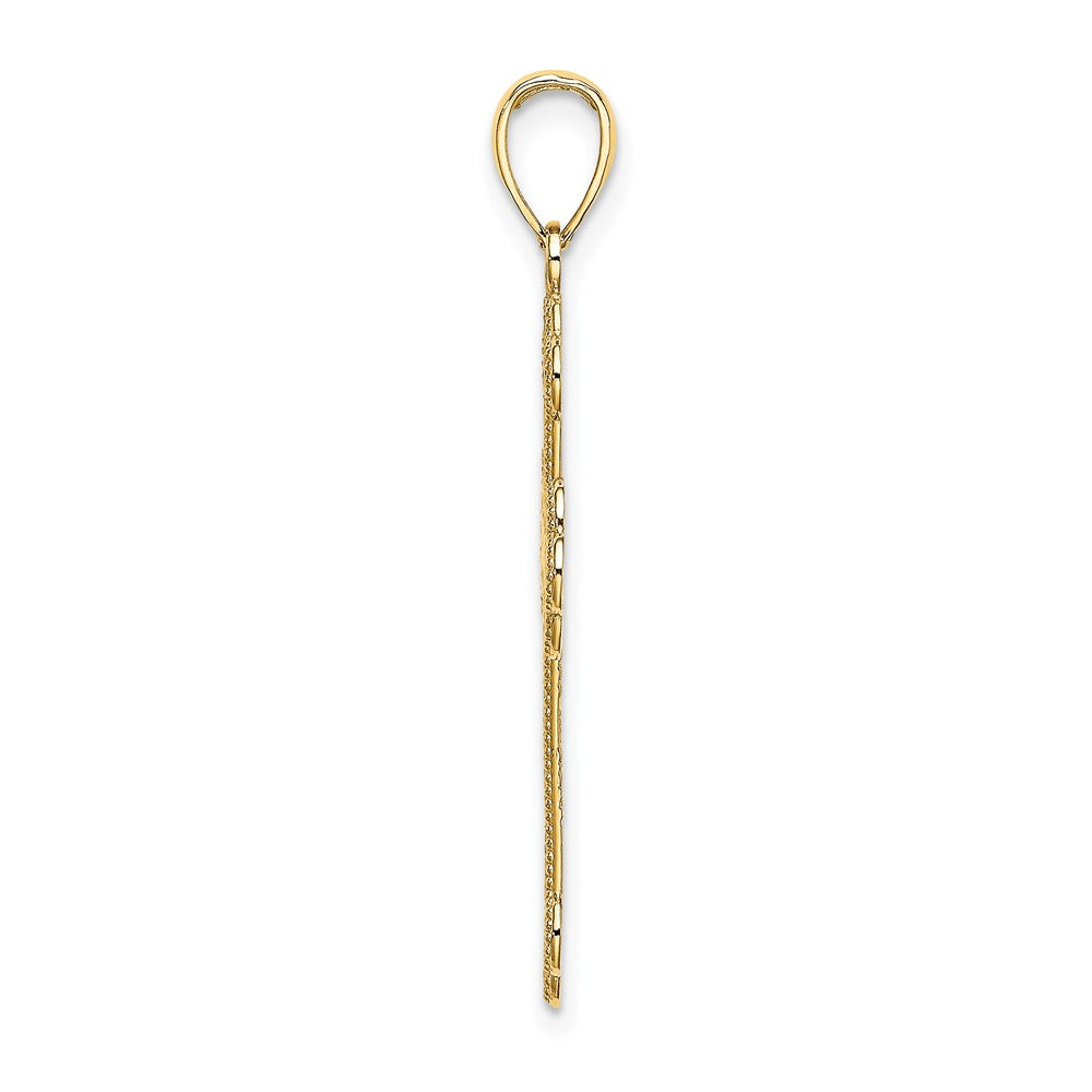 Lovely Rita's Pendants & Charms 10K Yellow Gold Polished Textured Large Beaded Edge Budded Cross Charm