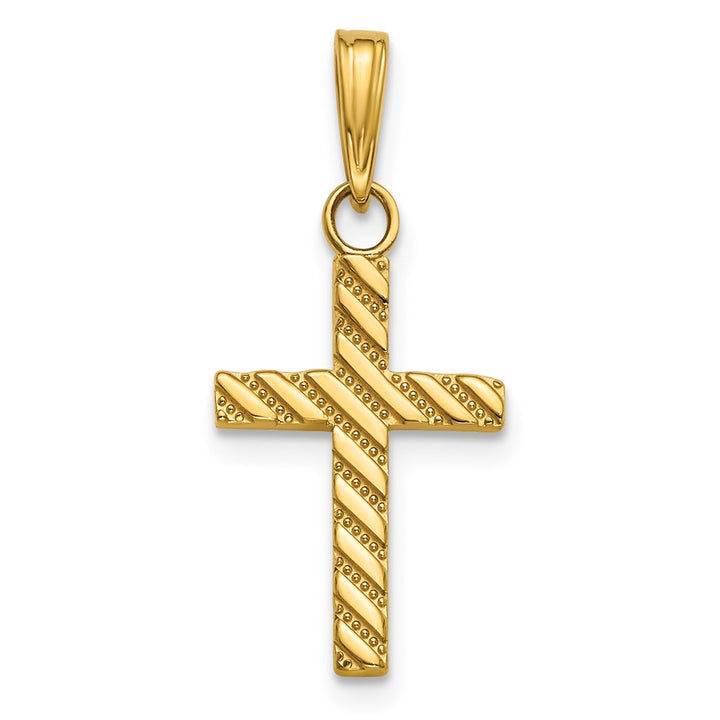 Lovely Rita's Pendants & Charms 10K Yellow Gold Solid Medium Beaded and Polished Latin Cross Charm