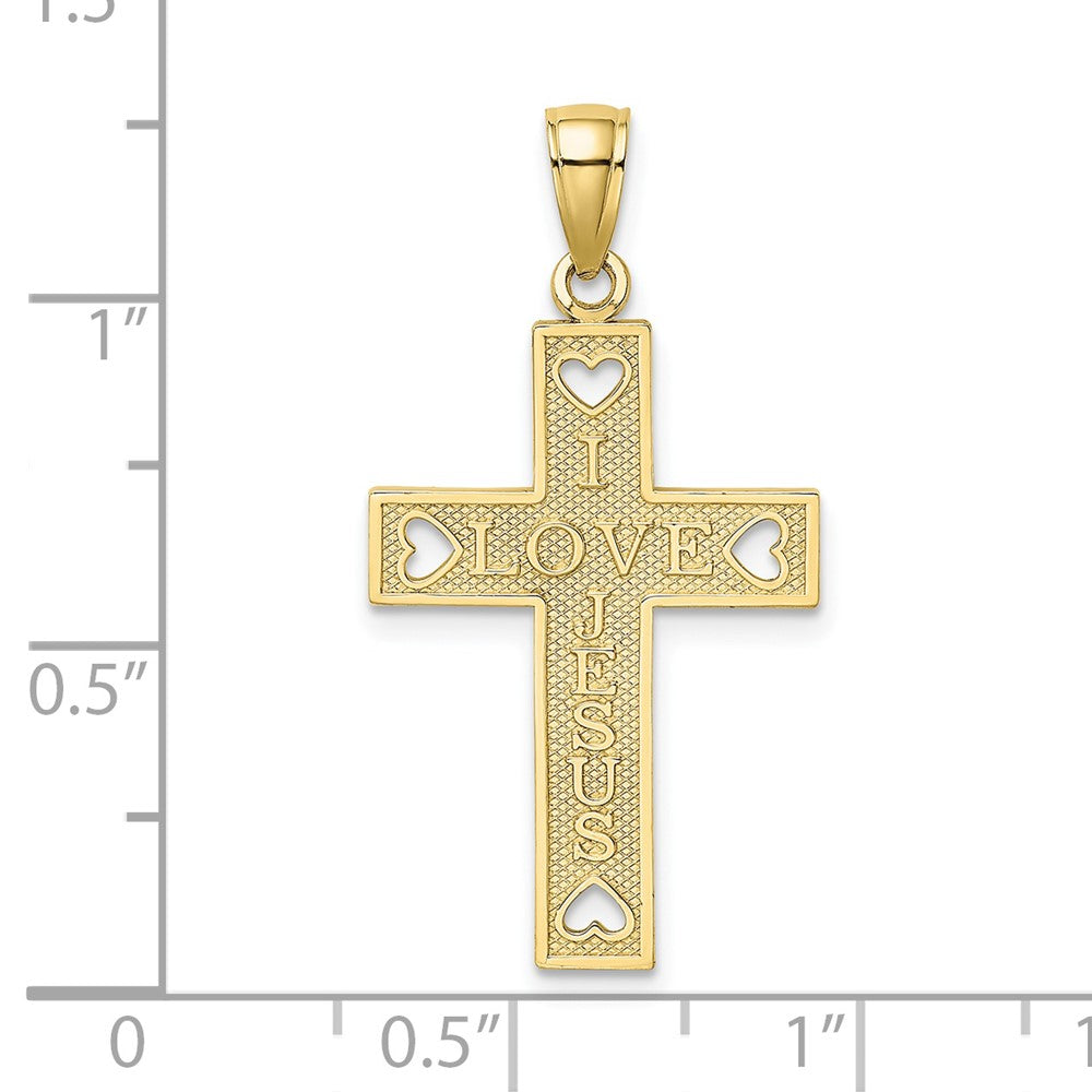 Lovely Rita's Pendants & Charms 10K Yellow Gold Medium I Love Jesus Latin Cross with Hearts Charm