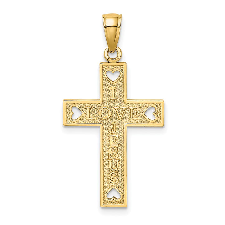 Lovely Rita's Pendants & Charms 10K Yellow Gold Medium I Love Jesus Latin Cross with Hearts Charm