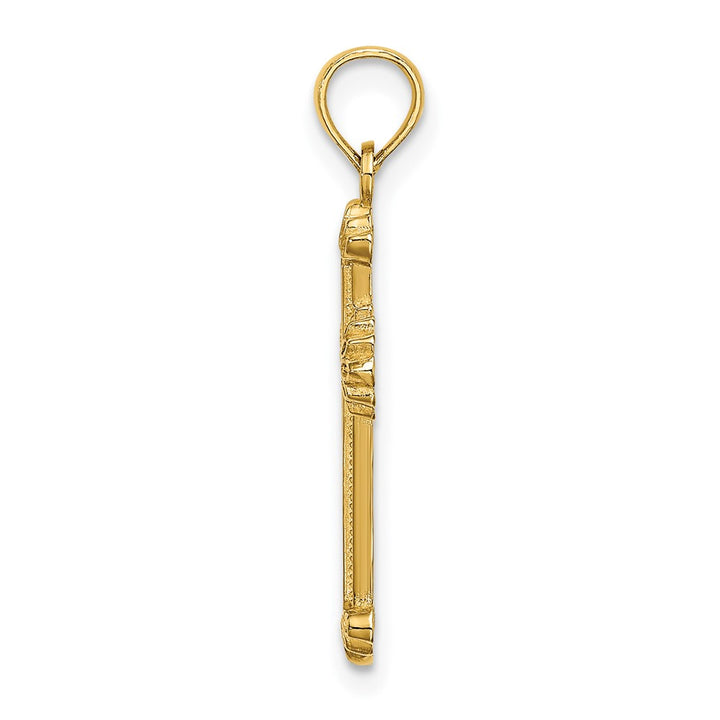 Lovely Rita's Pendants & Charms 10K Yellow Gold Textured Medium Leaves on Edges Passion Cross Charm
