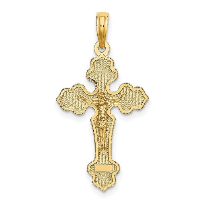 Lovely Rita's Pendants & Charms 10K Yellow Gold Polished Large Budded Crucifix with Fancy Tips Charm