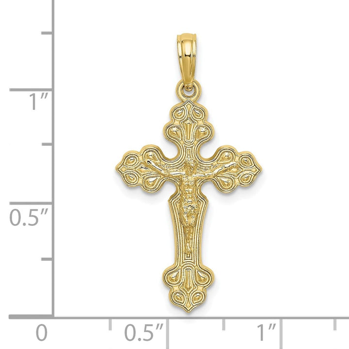 Lovely Rita's Pendants & Charms 10K Yellow Gold Polished Large Budded Crucifix with Fancy Tips Charm
