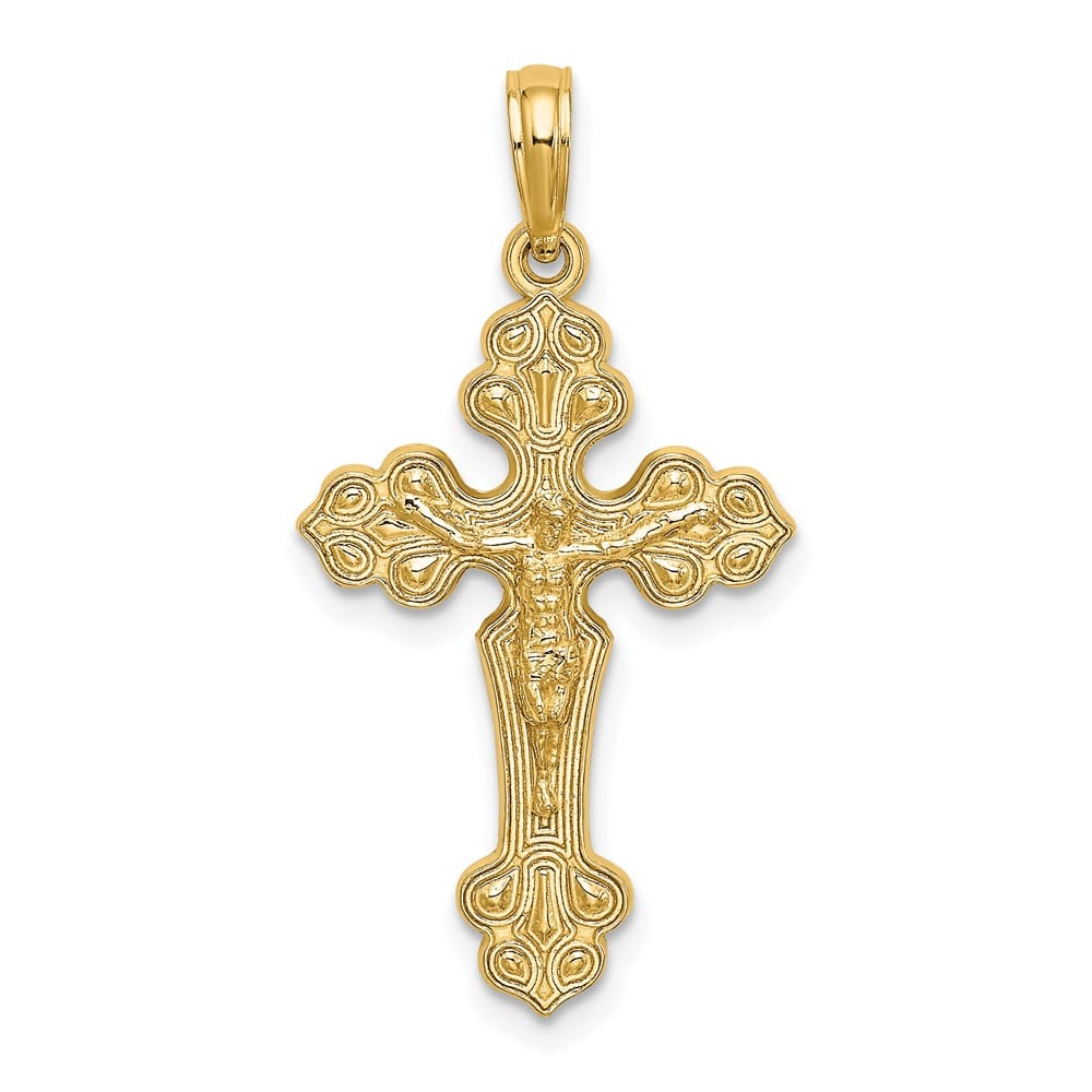 Lovely Rita's Pendants & Charms 10K Yellow Gold Polished Large Budded Crucifix with Fancy Tips Charm