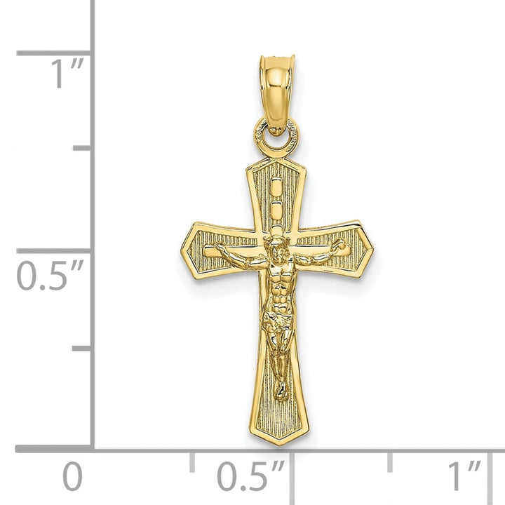 Lovely Rita's Pendants & Charms 10K Yellow Gold Polished Medium Crucifix with Beveled Edges Charm
