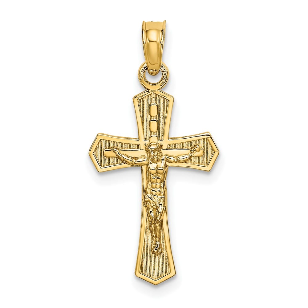 Lovely Rita's Pendants & Charms 10K Yellow Gold Polished Medium Crucifix with Beveled Edges Charm