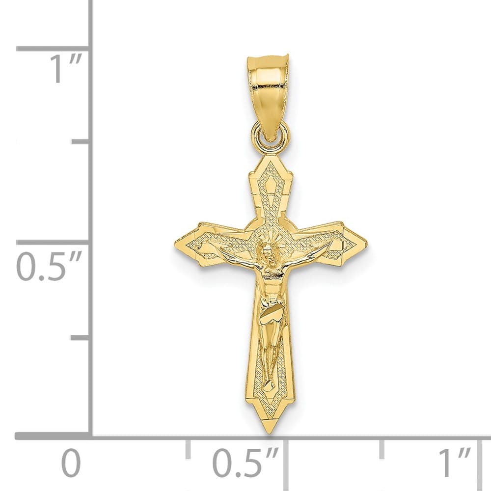 Lovely Rita's Pendants & Charms 10K Yellow Gold Polished Medium with Arrow Pointed Ends Crucifix Charm