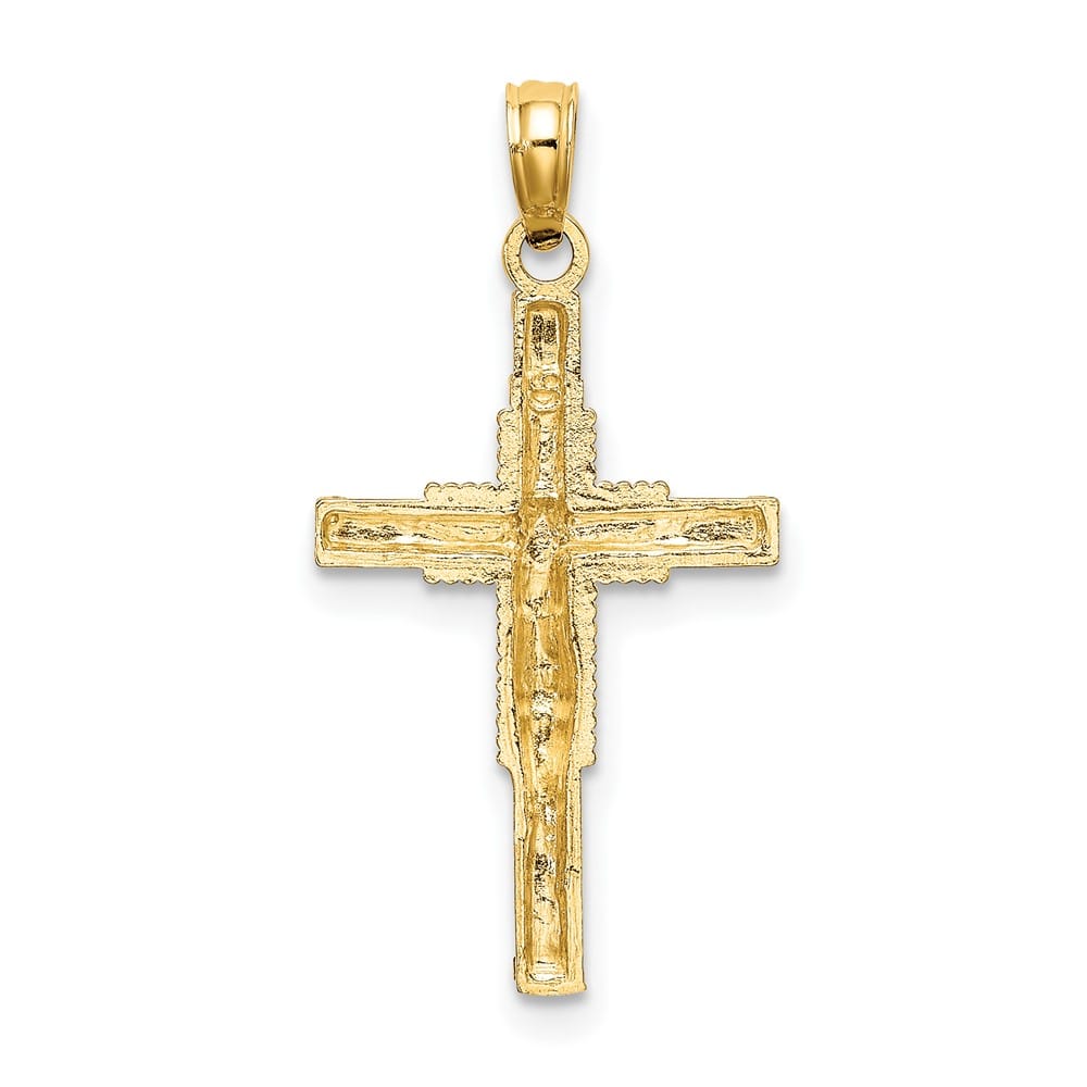 Lovely Rita's Pendants & Charms 10K Yellow Gold Polished Large Beaded Accent Latin Crucifix Charm