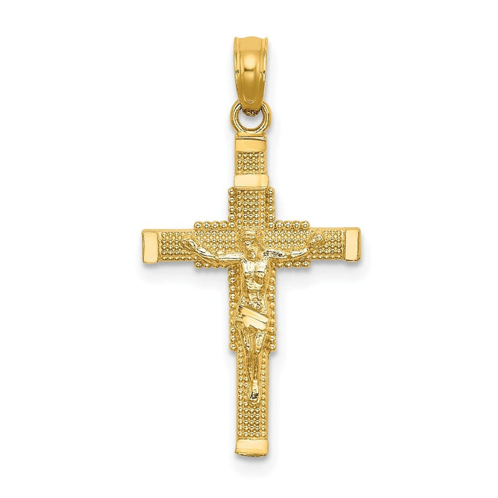 Lovely Rita's Pendants & Charms 10K Yellow Gold Polished Large Beaded Accent Latin Crucifix Charm