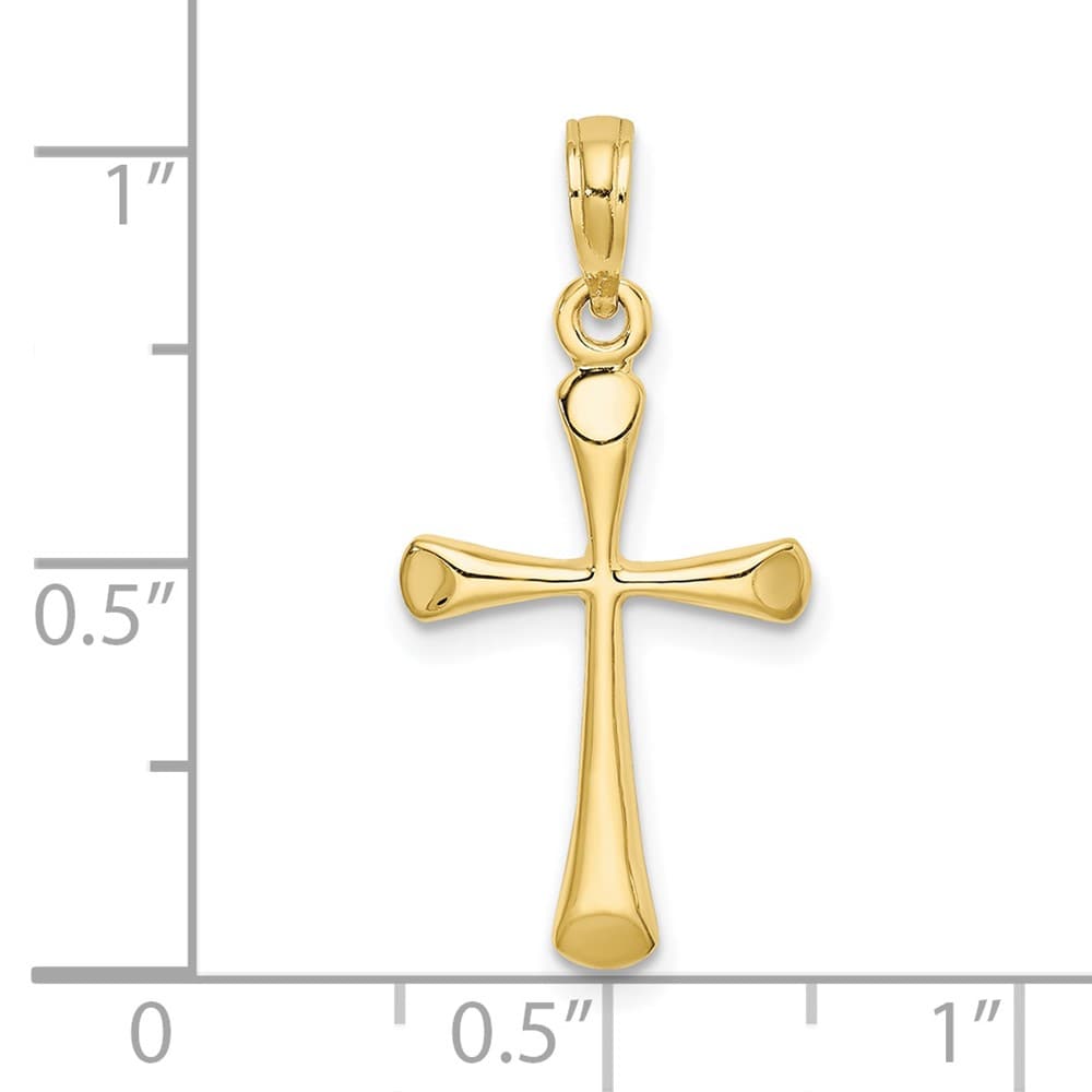 Lovely Rita's Pendants & Charms 10K Yellow Gold Solid Polished Medium Beveled Tip Latin Cross Charm