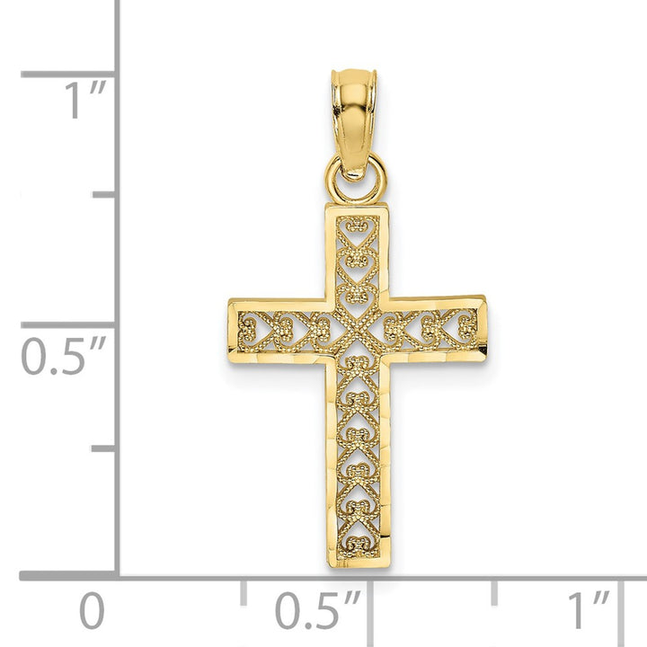 Lovely Rita's Pendants & Charms 10K Yellow Gold Polished D.C. Medium Filigree Latin Cross Pendant