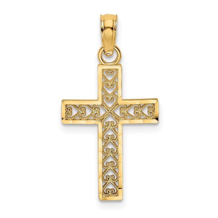 Lovely Rita's Pendants & Charms 10K Yellow Gold Polished D.C. Medium Filigree Latin Cross Pendant