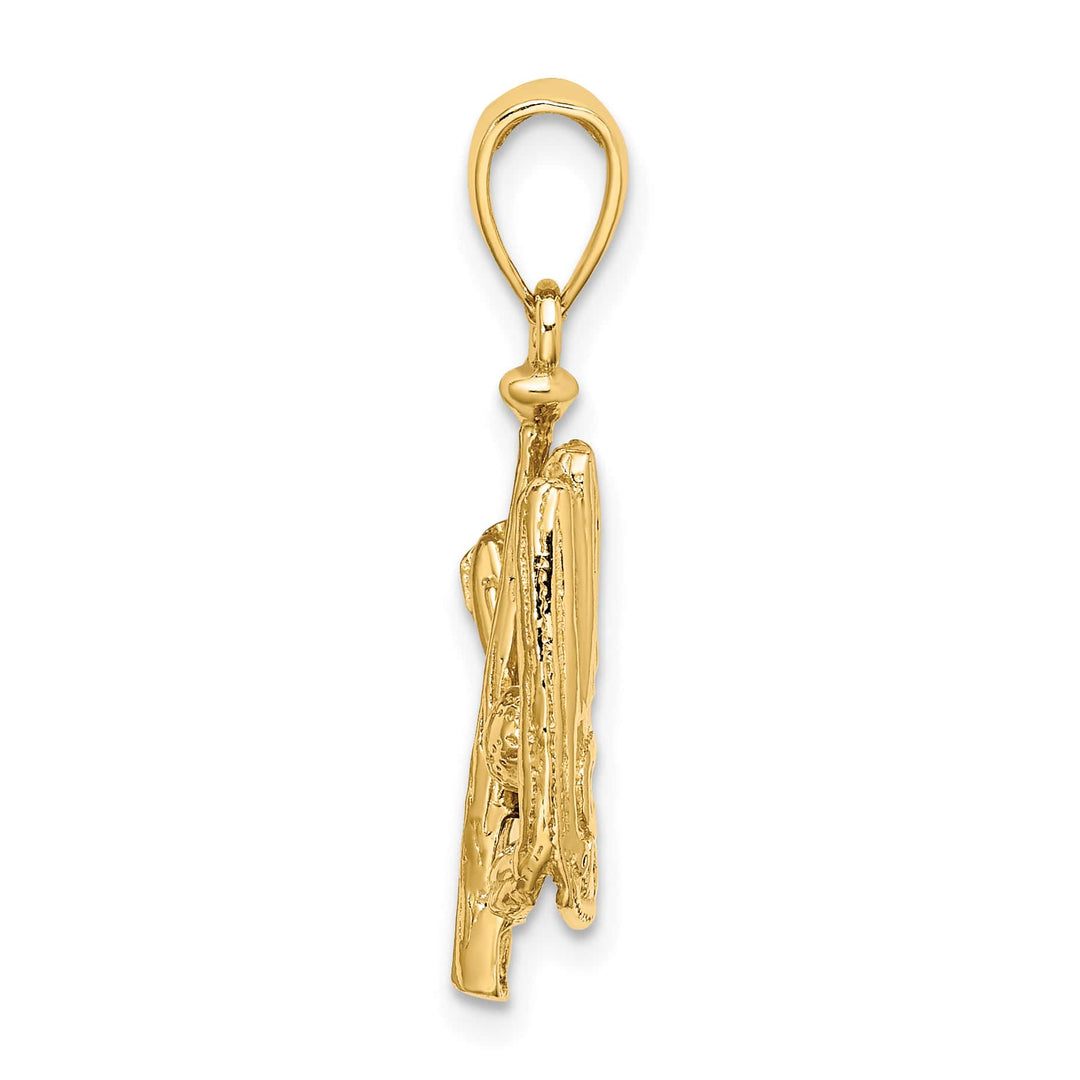 10K Yellow Gold 3-D Polished Baseball Glove/Bat/Ball Charm