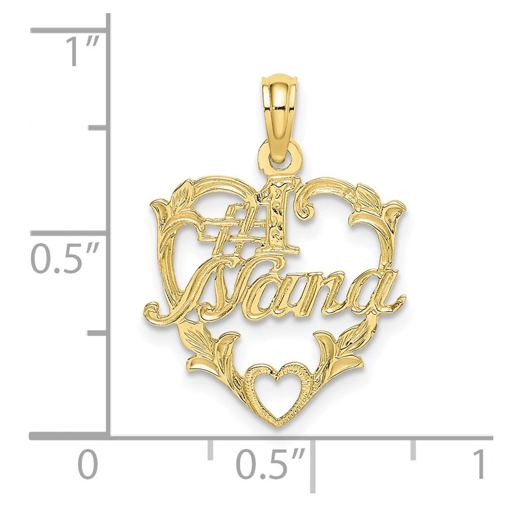 Lovely Rita's Pendants & Charms 10K Yellow Gold Solid Polished Medium #1 NANA in Heart Charm
