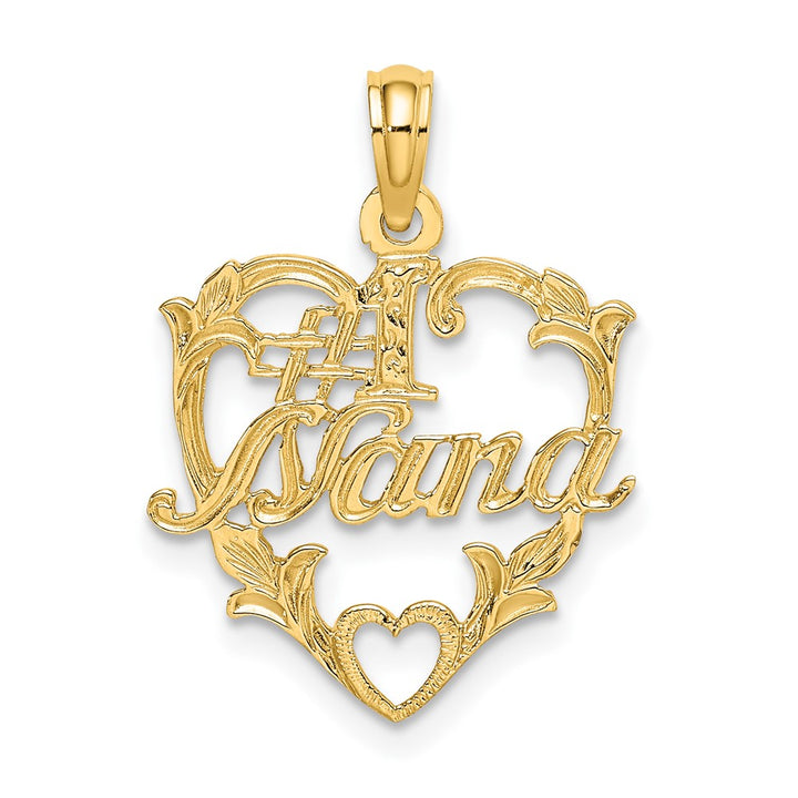 Lovely Rita's Pendants & Charms 10K Yellow Gold Solid Polished Medium #1 NANA in Heart Charm